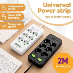 eu plug ac outlets multitap socket 2m extension cord electrical power strip