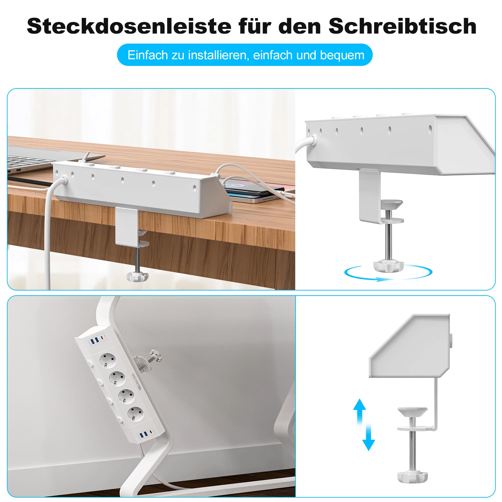 eu plug multi function power strip with desktop clamp 4 ac power outlets 4 usb a and 2 usb c 2 meter cable independent switches eu plug multi function power strip with desktop clamp 4 ac power outlets 4 usb a and 2 usb c 2 meter cable independent switches
