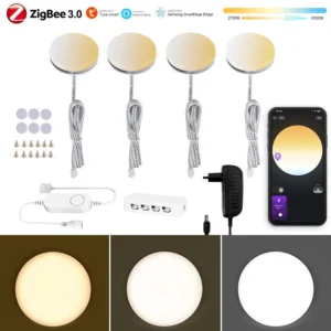 round dual white led under cabinet light cct color