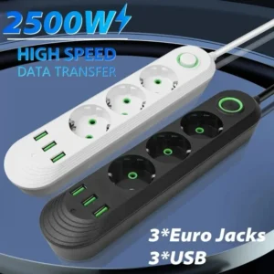 power strip multitap socket 2500w eu plug ac outlets independent network filter socket