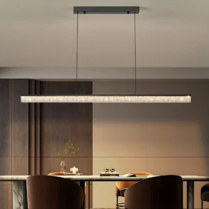 minimalist black linear pendant lights for dining room