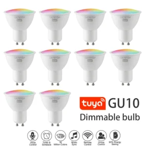 1 10pcs gu10 led rgb smart light bulb dimmable gu10 6w