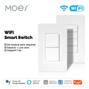 smart button wall switch (us single live/neutral wire),work with alexa and google home