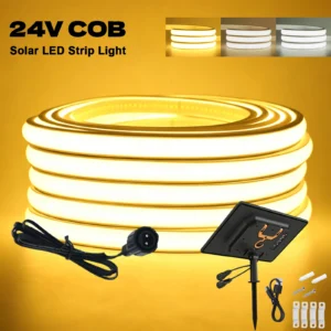 24v cob led solar strip outdoor waterproof neon light 320leds/m flexible rope light