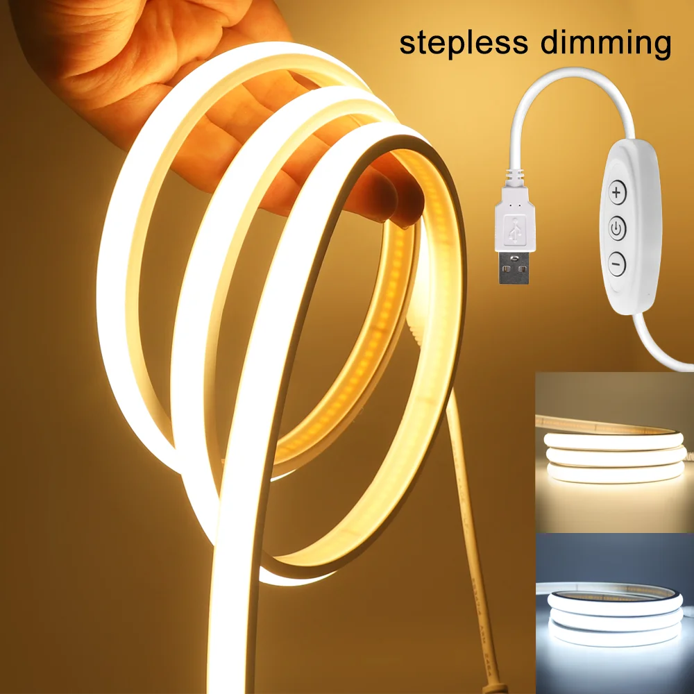 waterproof cob led strip usb 5v 320leds/m flexible neon lights waterproof cob led strip usb 5v 320leds/m flexible neon lights