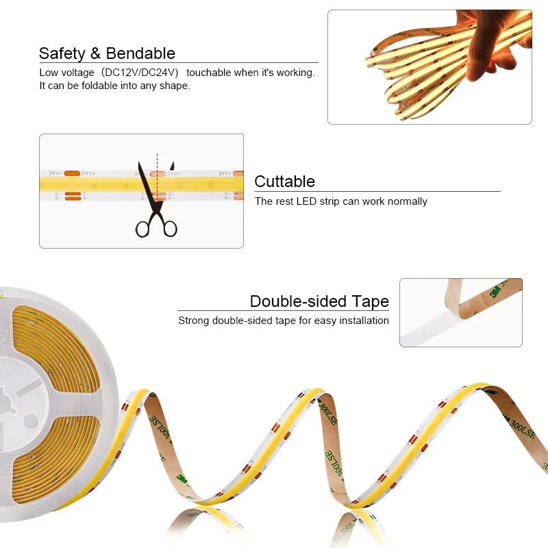 cob cct led strip light 608 leds/m cob cct led strip light 608 leds/m