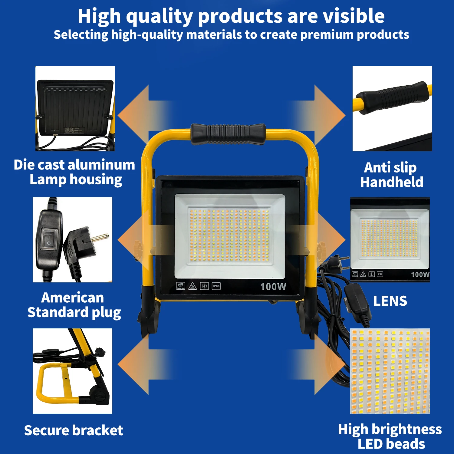 3 color dimmable handheld work light 100w ip65 3 color dimmable handheld work light 100w ip65