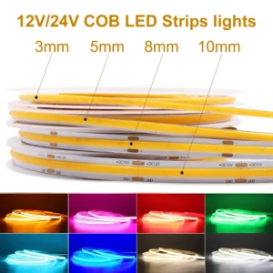 cob led strip light 12v 24v 3mm 5mm 8mm 10mm pcb led strip