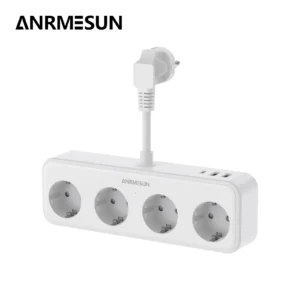 eu power strip with 2 usb a and 1 type c port 4 ac outlet fast charge electrical extension socket