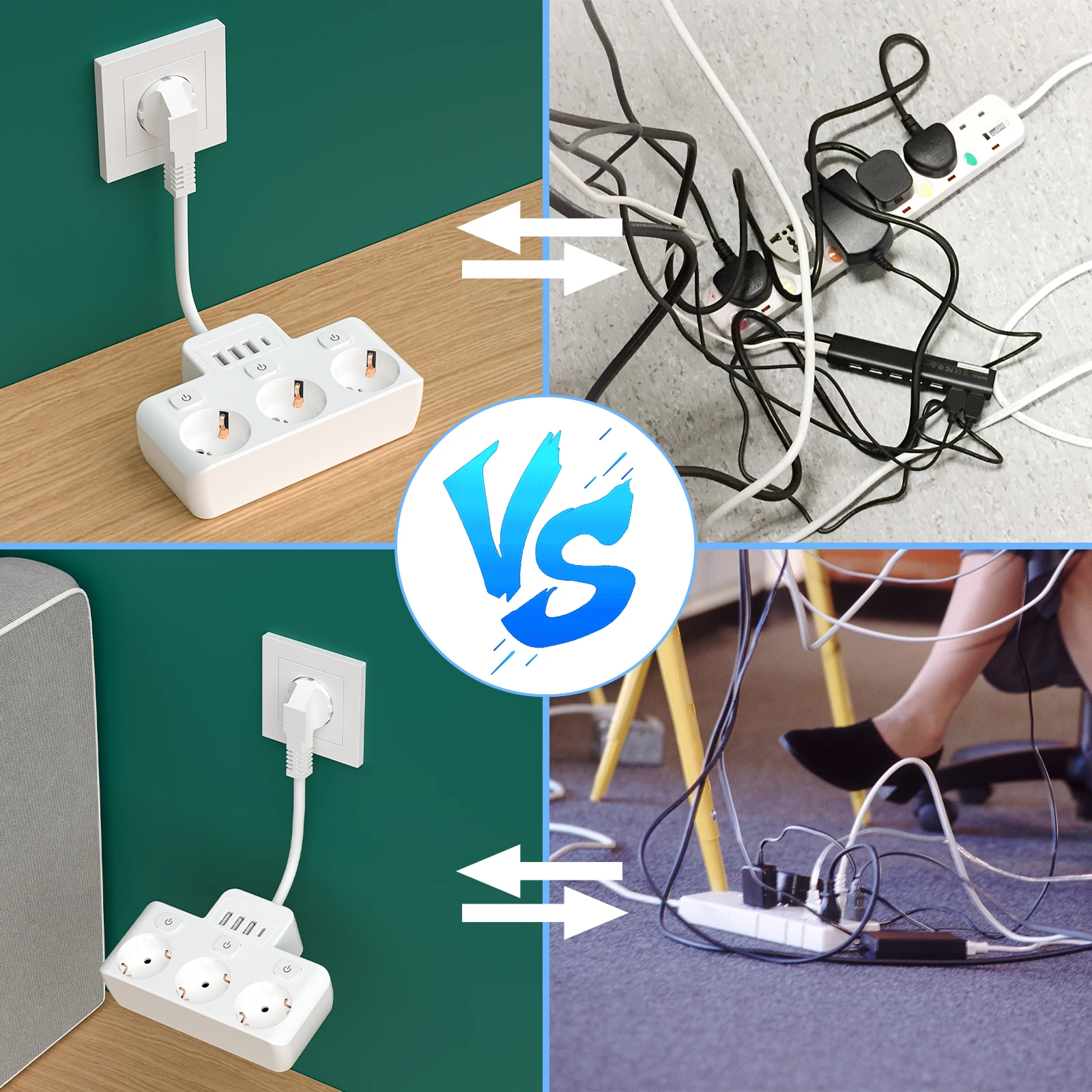 eu plug power strip 3ac outlet multitap extension cord electrical socket with 3 usb and usb c with protective contact white eu plug power strip 3ac outlet multitap extension cord electrical socket with 3 usb and usb c with protective contact white