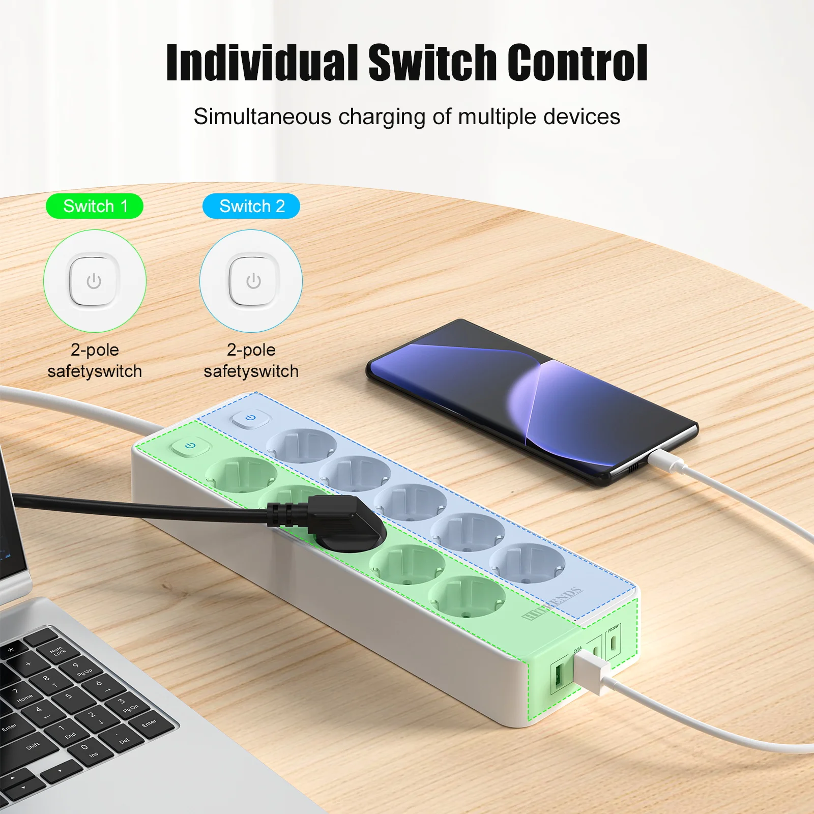 10 way european power strip with 2 usb a 2 usb c pd20w fast charging multiprise socket double switch surge protection 2m cable 10 way european power strip with 2 usb a 2 usb c pd20w fast charging multiprise socket double switch surge protection 2m cable
