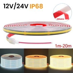 12v 24v cob led strip light dc 320leds/m high density flexible ip68 waterproof outdoor cob