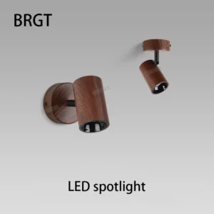 led spotlights minimalist walnut wood grain wall lamp ceiling spot light