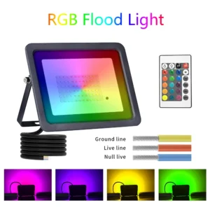 led rgb flood light 20w 30w 50w 100w ip68 outdoor spotlight ac 220v/110v reflector projector