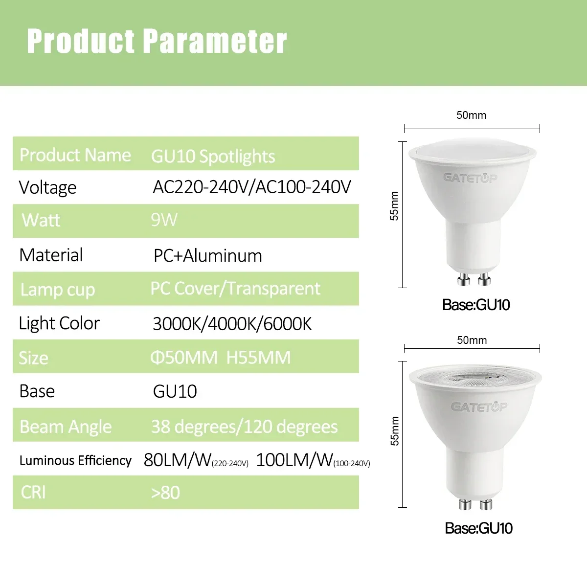 10pcs led spotlight gu10 9w 120degree 38degree 3000k 4000k 6000k ac 110v 220v 10pcs led spotlight gu10 9w 120degree 38degree 3000k 4000k 6000k ac 110v 220v