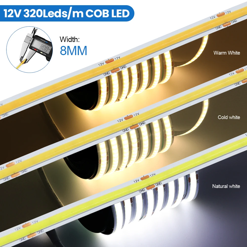 dc 12v 24v cob strip 320leds/m white/pink /yellow /ice blue dc 12v 24v cob strip 320leds/m white/pink /yellow /ice blue