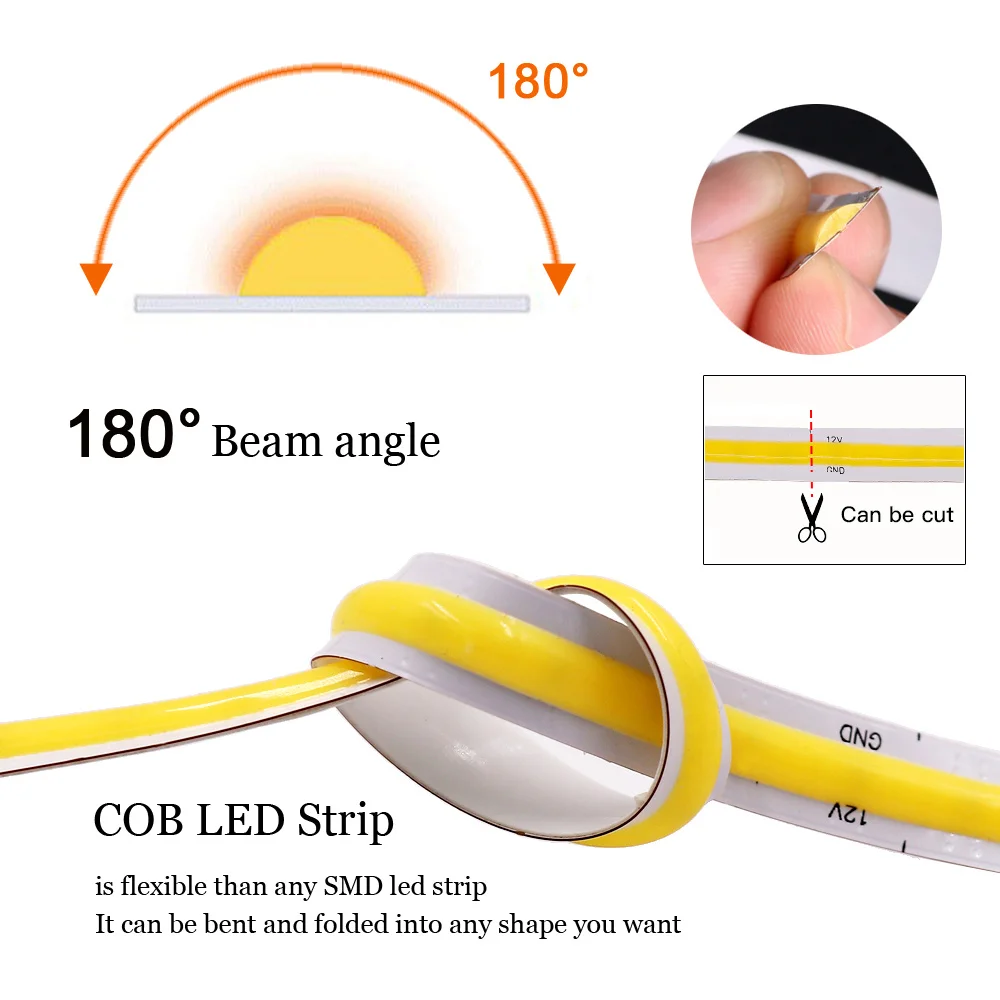 dc 12v 24v cob led strip light 320 480 528 leds flexible dc 12v 24v cob led strip light 320 480 528 leds flexible