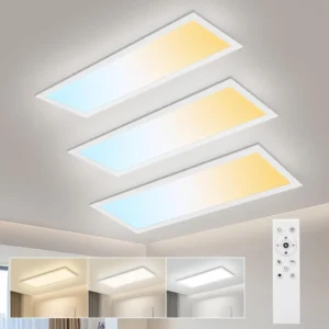 3x led panel ceiling light 58x20cm 24w 2400lm dimmable, remote control, 3000k 6500k
