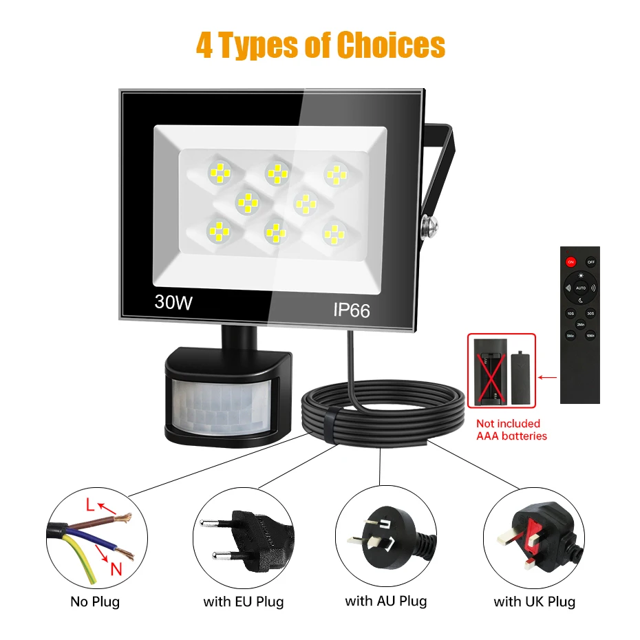 eu au uk led floodlight motion sensor remote ac220v 30w 100w eu au uk led floodlight motion sensor remote ac220v 30w 100w