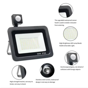pir motion sensor led floodlight ac220v outdoor ip66 waterproof reflector led spotlight