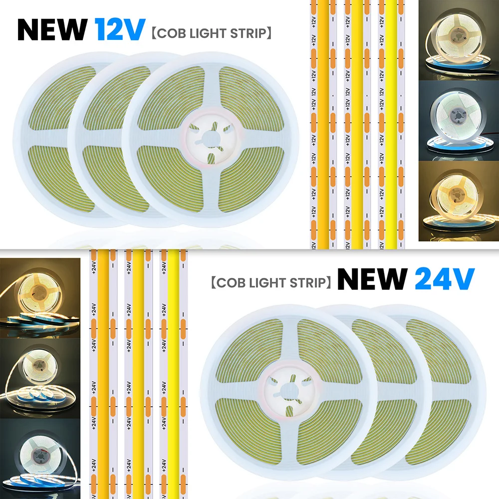 dc 12v 24v cob led strip light 320 480 528 leds flexible dc 12v 24v cob led strip light 320 480 528 leds flexible
