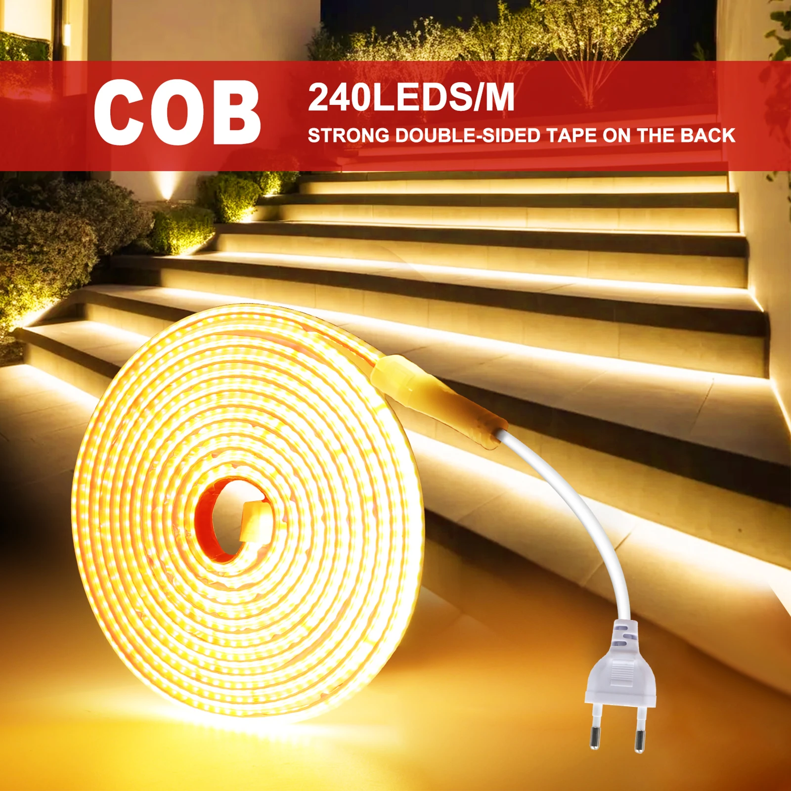 ac 220v cob strip ip65 waterproof 10cm cut 240leds/m ac 220v cob strip ip65 waterproof 10cm cut 240leds/m