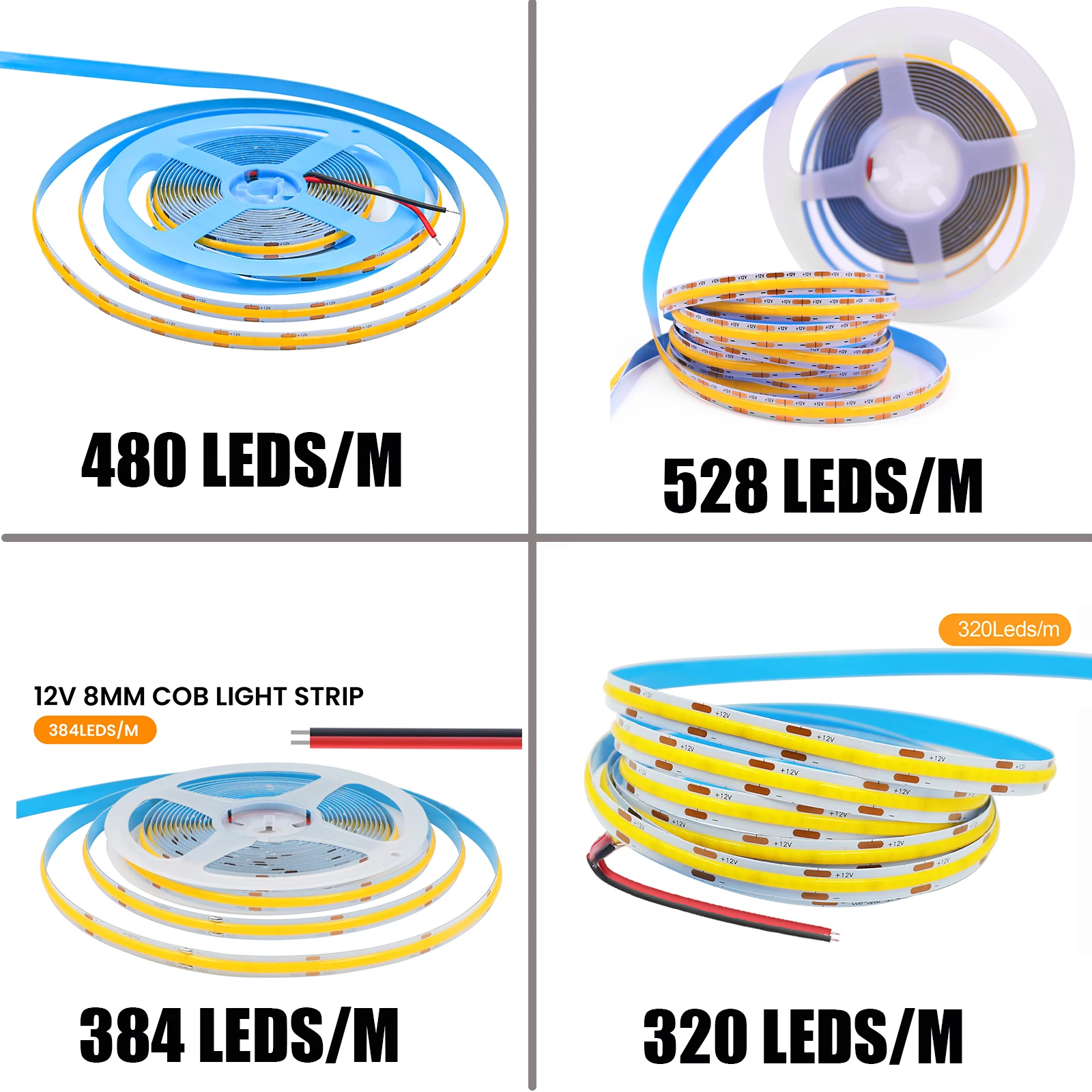dc 12v 24v cob strip 480 384 320 528leds/m high density dc 12v 24v cob strip 480 384 320 528leds/m high density