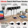 Wall Mounted Power Track Socket US EU UK Plug Adapter 40/50cm Office