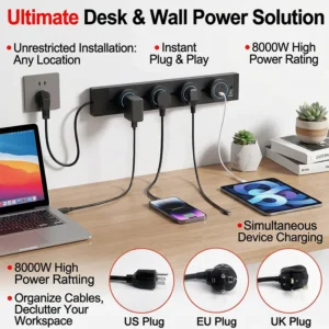 wall mounted power track socket us eu uk plug adapter 40/50cm office