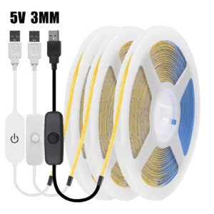 5v usb cob led strip light 3mm width flexible led tape