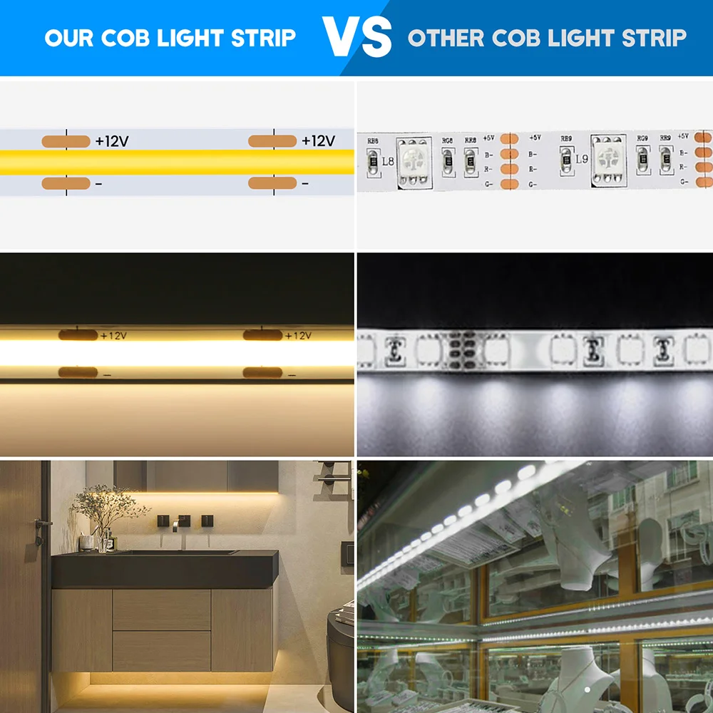 dc 12v 24v cob led strip light 320 480 528 leds flexible dc 12v 24v cob led strip light 320 480 528 leds flexible