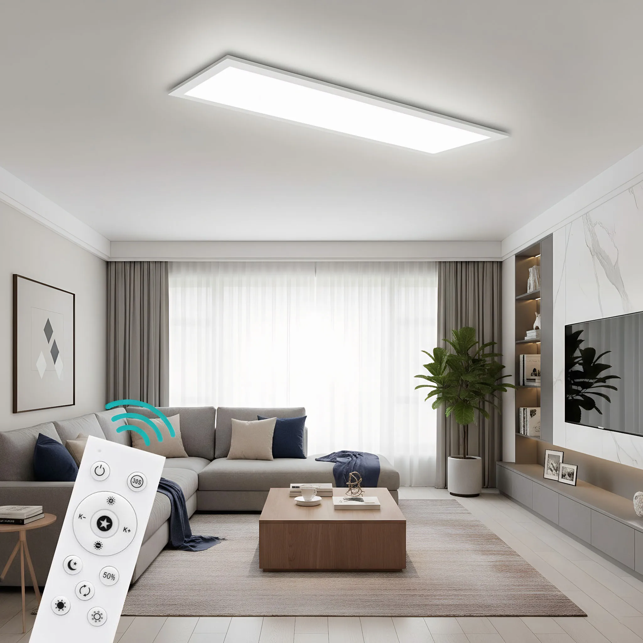 3x led panel ceiling light 58x20cm 24w 2400lm dimmable, remote control, 3000k 6500k 3x led panel ceiling light 58x20cm 24w 2400lm dimmable, remote control, 3000k 6500k