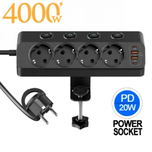 eu ac plug power strip independent switches