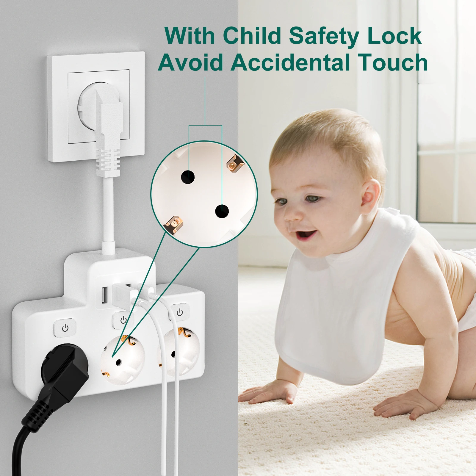 eu plug power strip 3ac outlet multitap extension cord electrical socket with 3 usb and usb c with protective contact white eu plug power strip 3ac outlet multitap extension cord electrical socket with 3 usb and usb c with protective contact white