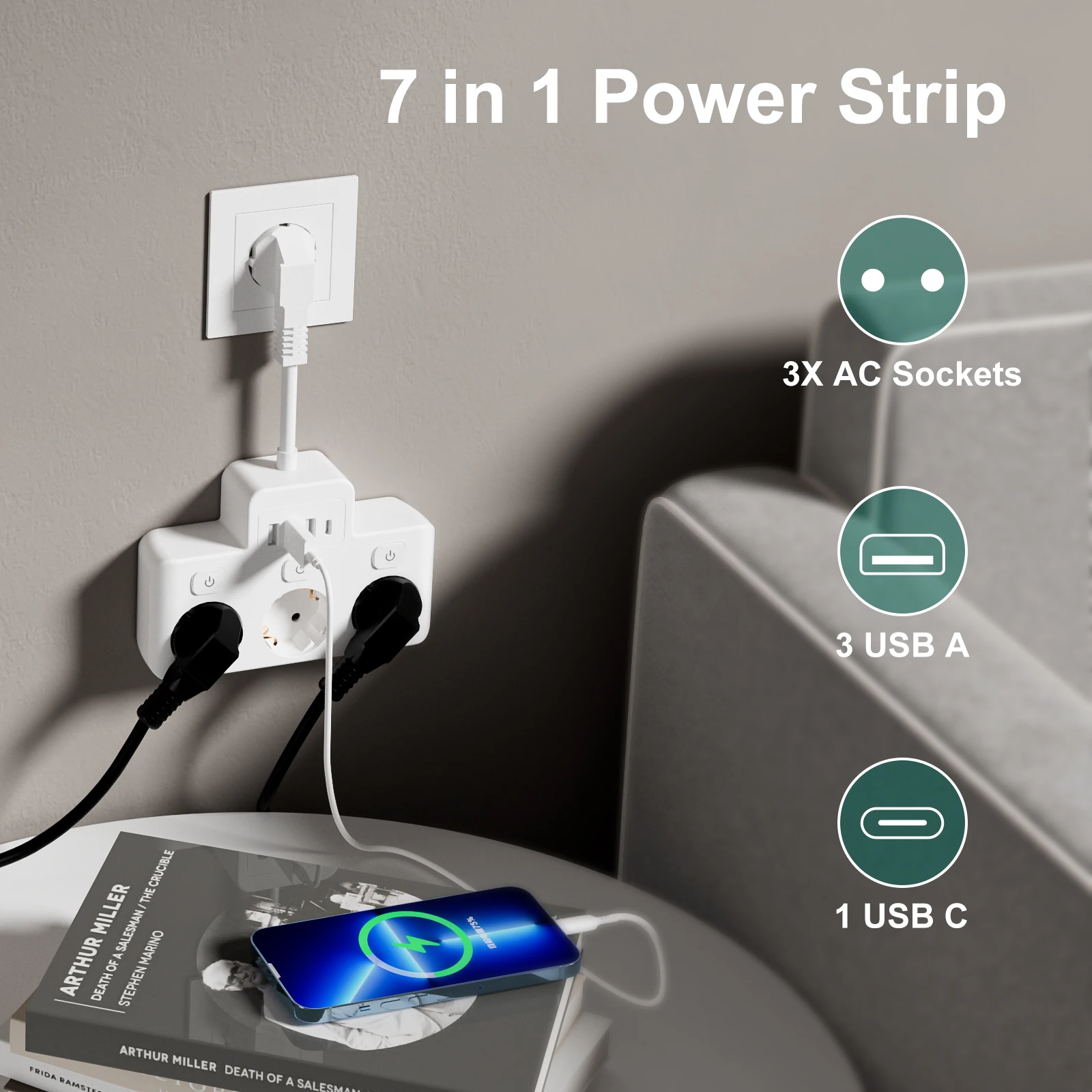 eu plug power strip 3ac outlet multitap extension cord electrical socket with 3 usb and usb c with protective contact white eu plug power strip 3ac outlet multitap extension cord electrical socket with 3 usb and usb c with protective contact white