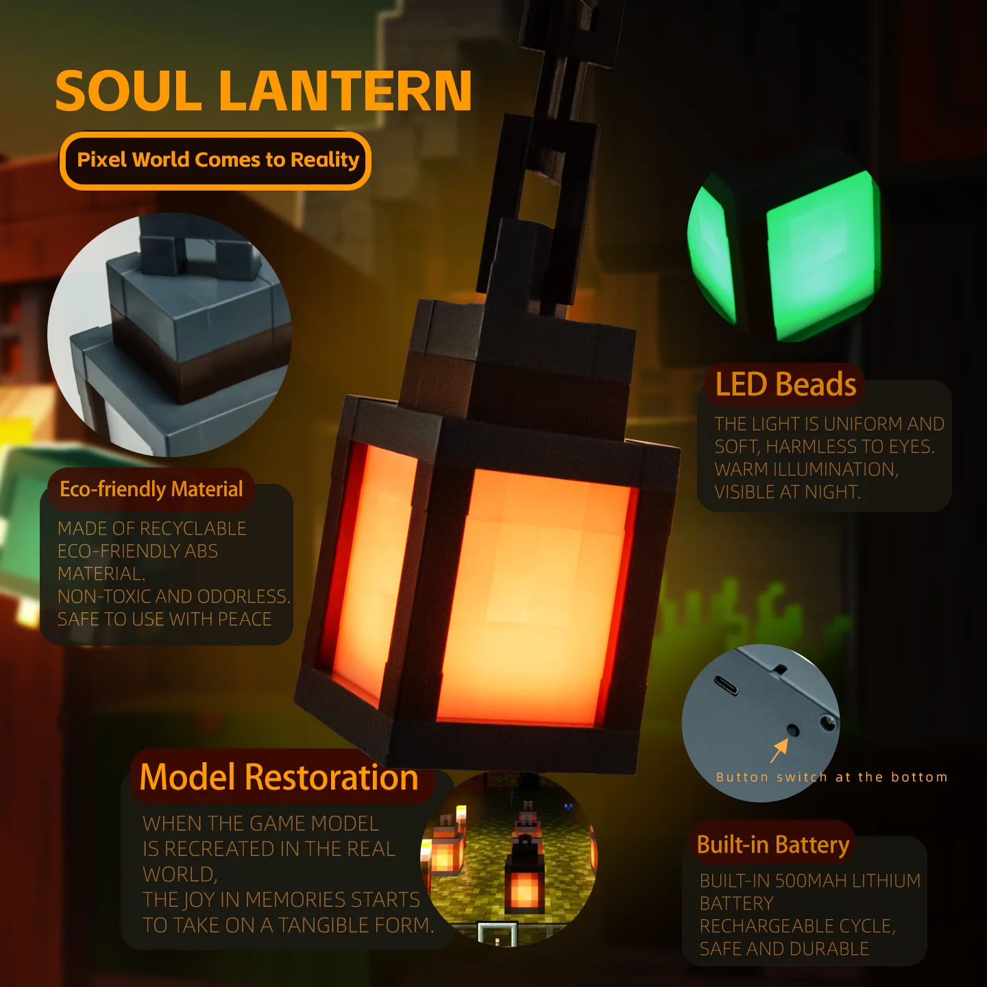 pixel style night light portable lantern tabletop ornament 16 colors lantern pixel style night light portable lantern tabletop ornament 16 colors lantern