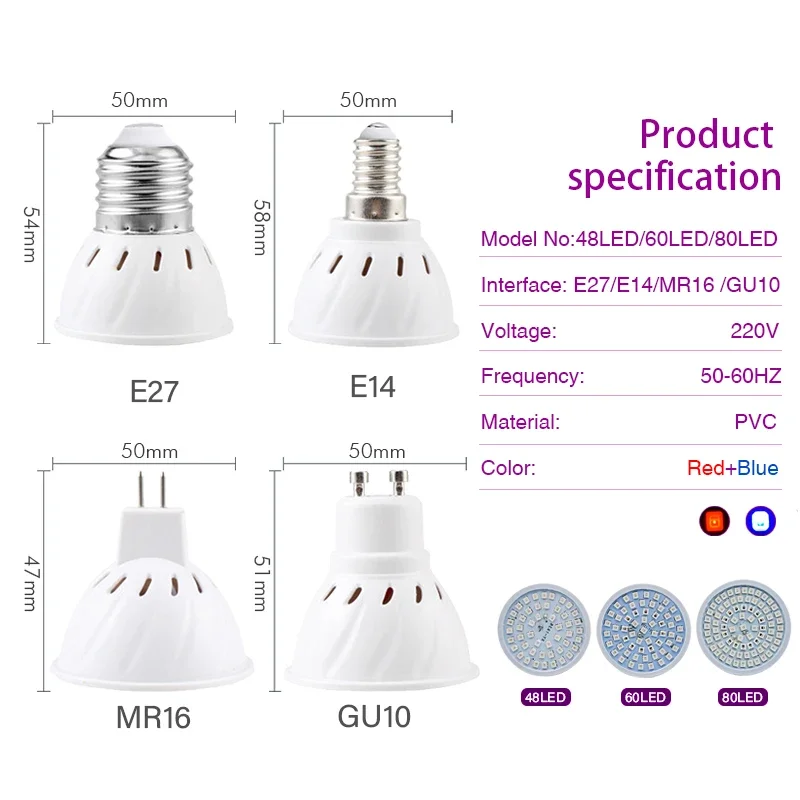 led grow light e14 e27 mr16 gu10 ac 220v led grow light e14 e27 mr16 gu10 ac 220v