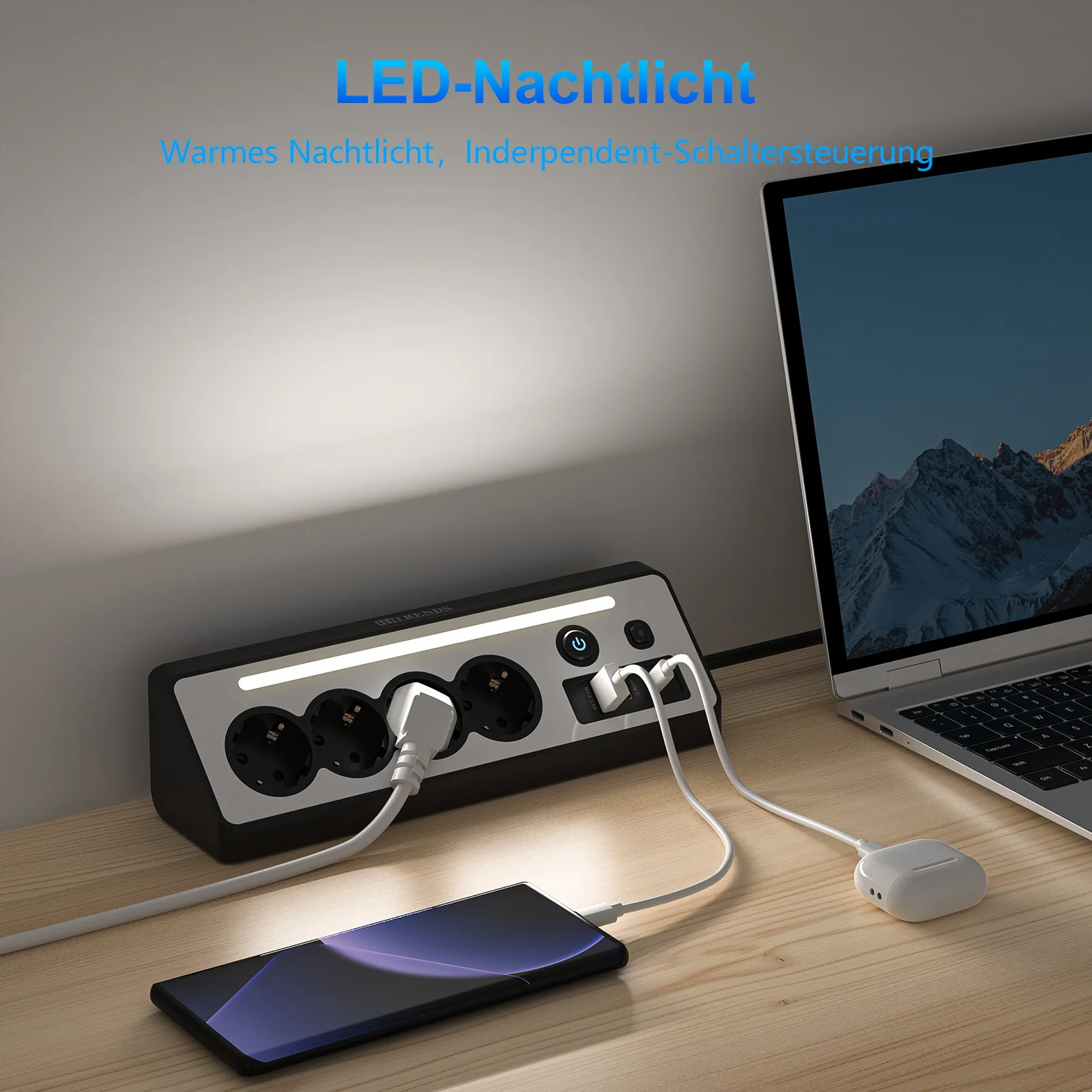 corner socket eu plug power strip with led light, 1.5m cable corner socket eu plug power strip with led light, 1.5m cable