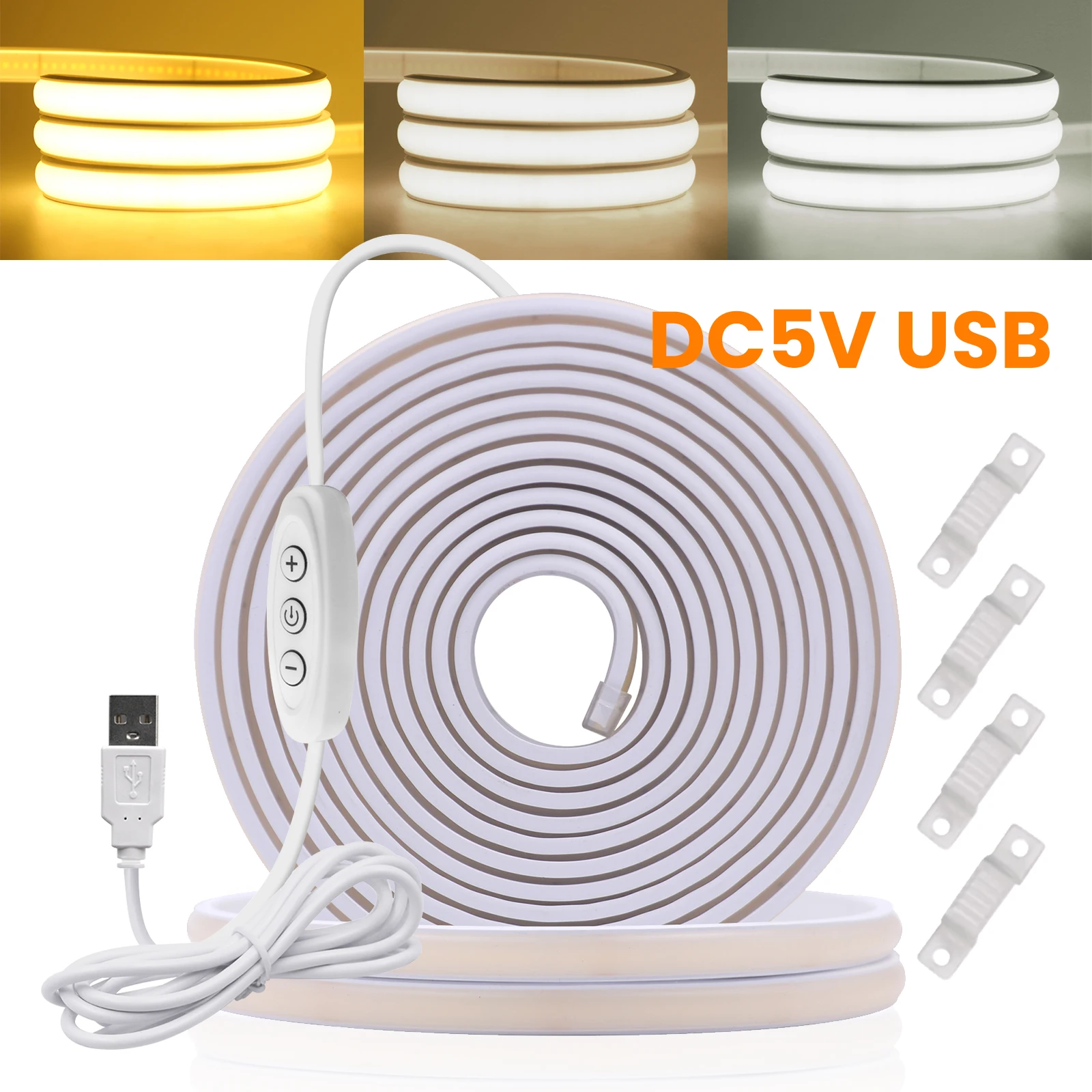 waterproof cob led strip usb 5v 320leds/m flexible neon lights waterproof cob led strip usb 5v 320leds/m flexible neon lights