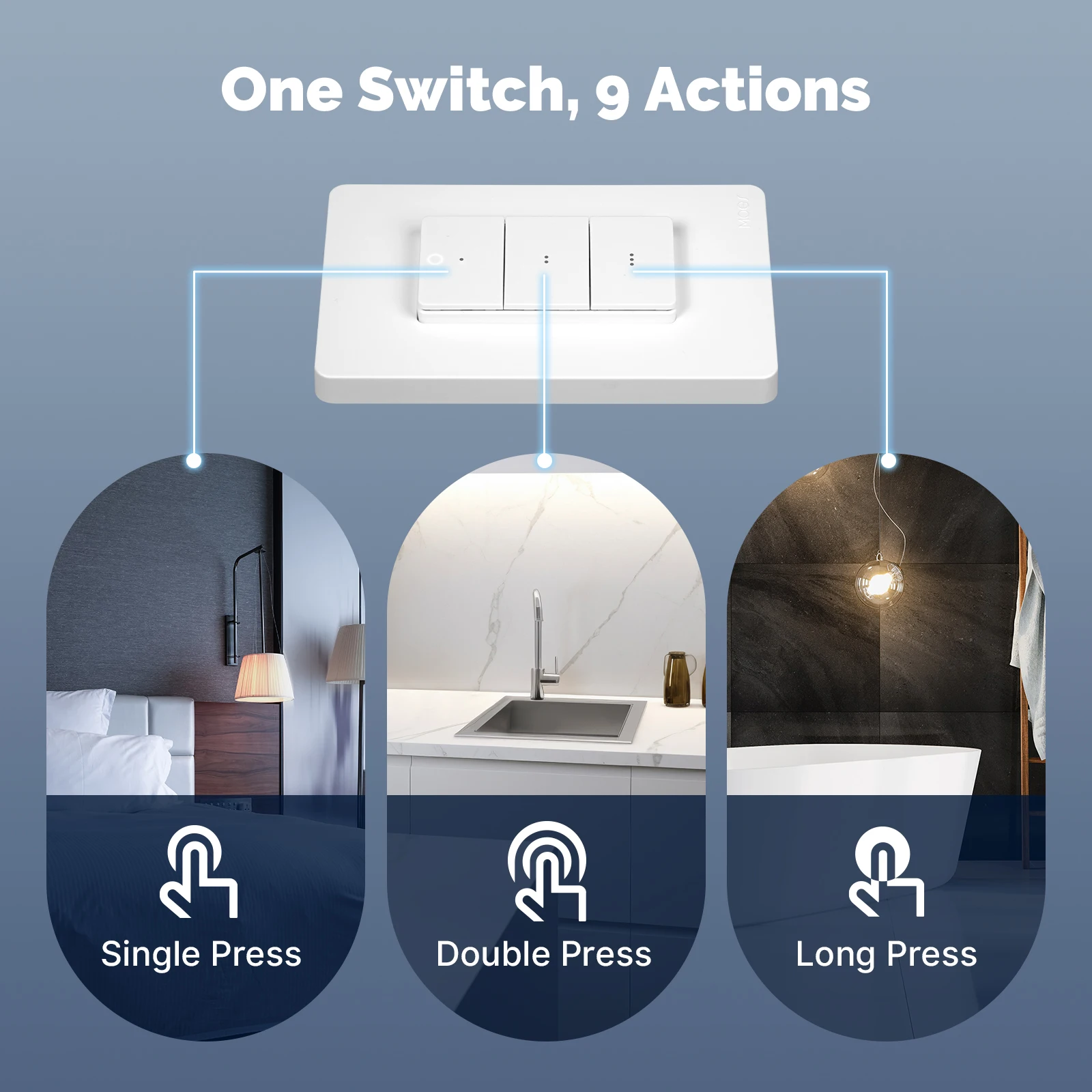 smart wireless scene switch 3 gang 9 scenarios linkage magnetic design smart wireless scene switch 3 gang 9 scenarios linkage magnetic design