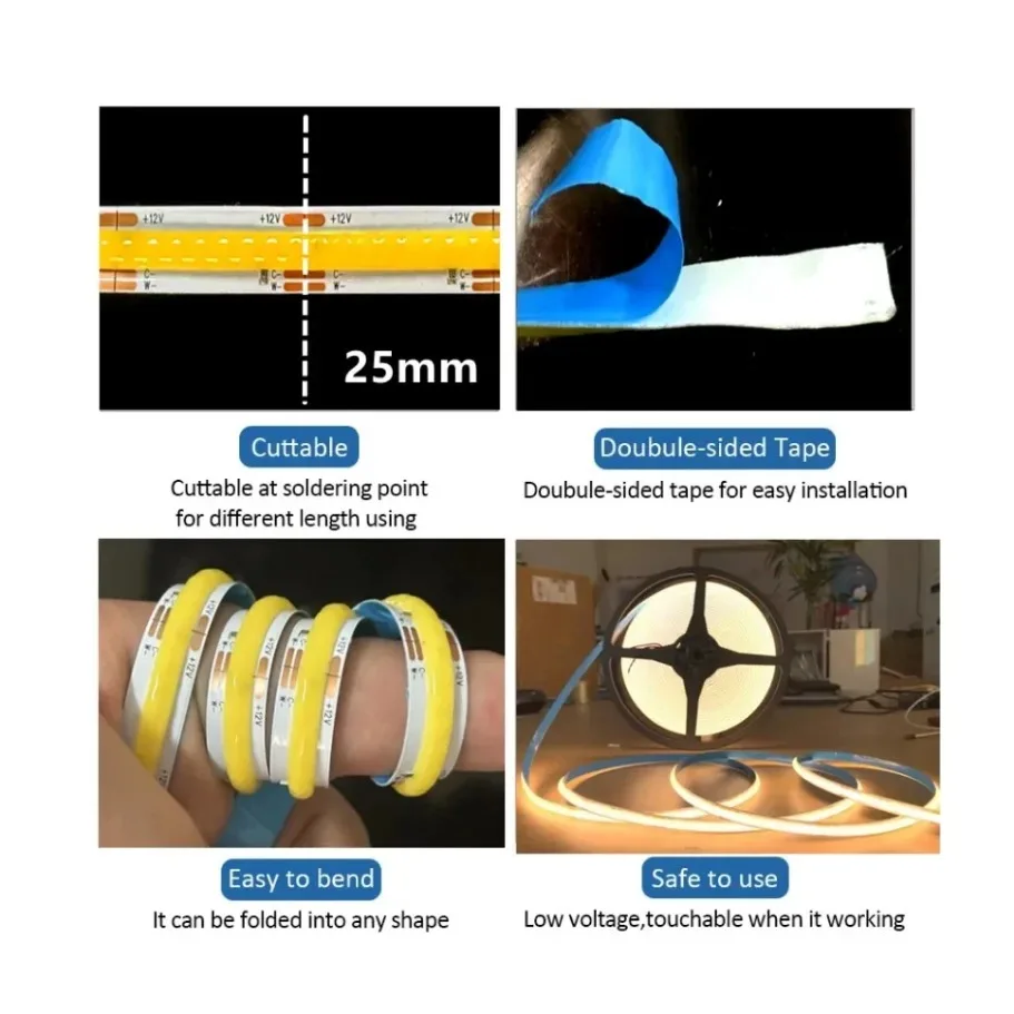 fcob cct led light strip 608 leds high density flexible fob cob 10mm fcob cct led light strip 608 leds high density flexible fob cob 10mm