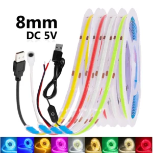 dc 5v usb cob led strip lights 8mm 320leds/m high density