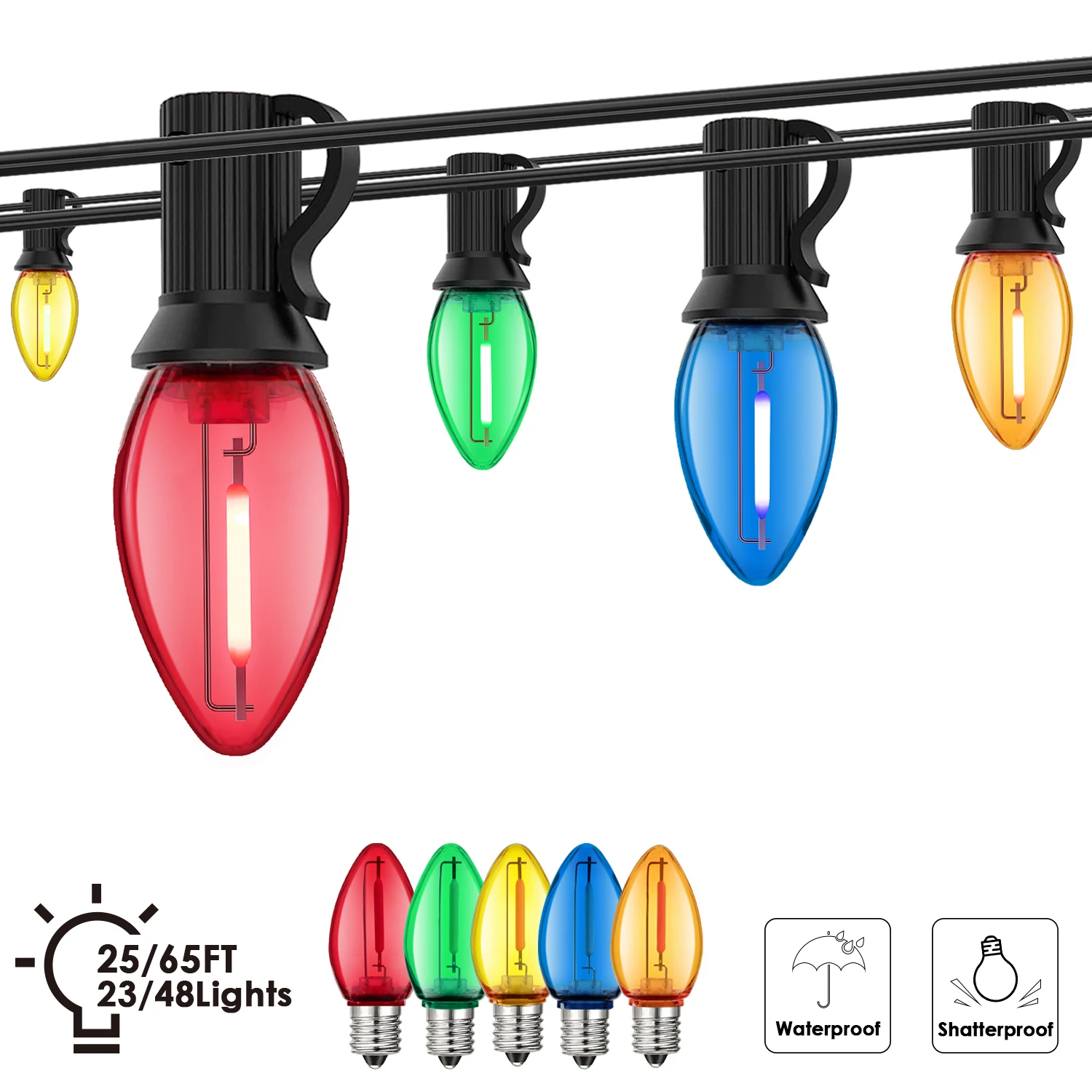christmas outdoor string lights 25ft 65ft plastic c7 colored shatterproof christmas outdoor string lights 25ft 65ft plastic c7 colored shatterproof