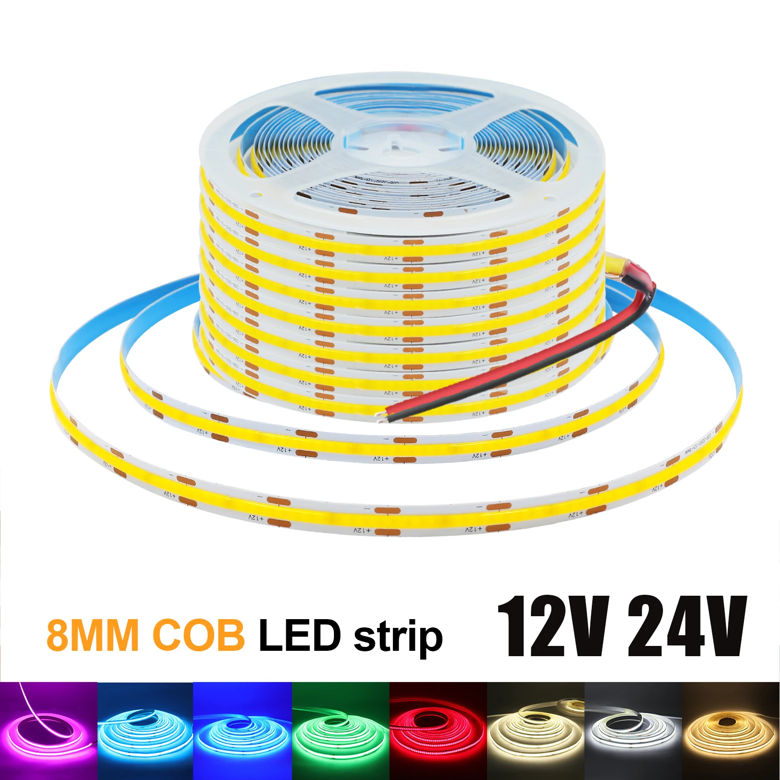 dc 12v 24v cob strip 320leds/m white/pink /yellow /ice blue dc 12v 24v cob strip 320leds/m white/pink /yellow /ice blue