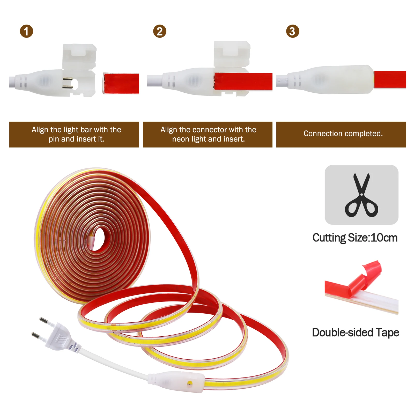 ac 220v cob strip ip65 waterproof 10cm cut 240leds/m ac 220v cob strip ip65 waterproof 10cm cut 240leds/m