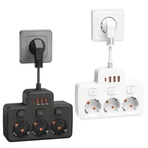 eu plug ac power strip wall independent switch 2500w european standard plug