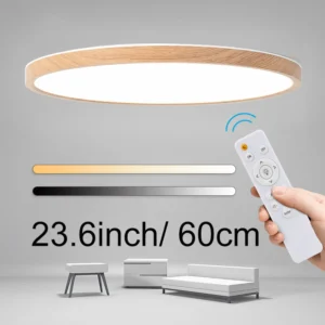 ultra thin led panel light large 60cm golden wood grain brightness dimmable for livingroom