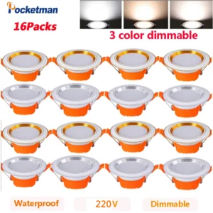 16 pcs/lots ac 220v 3 color led downlight 5w recessed ceiling lamp