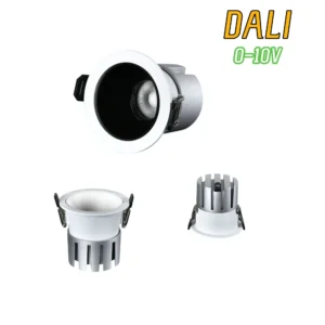 recessed dali 0 10v dimmable narrow edge anti glare cob spotlights 12w 15w 20w led downlight
